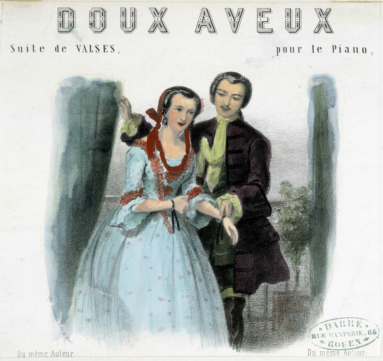 Ung mann som frier til en ung kvinne, deb. 1800-tallet av Unknown artist