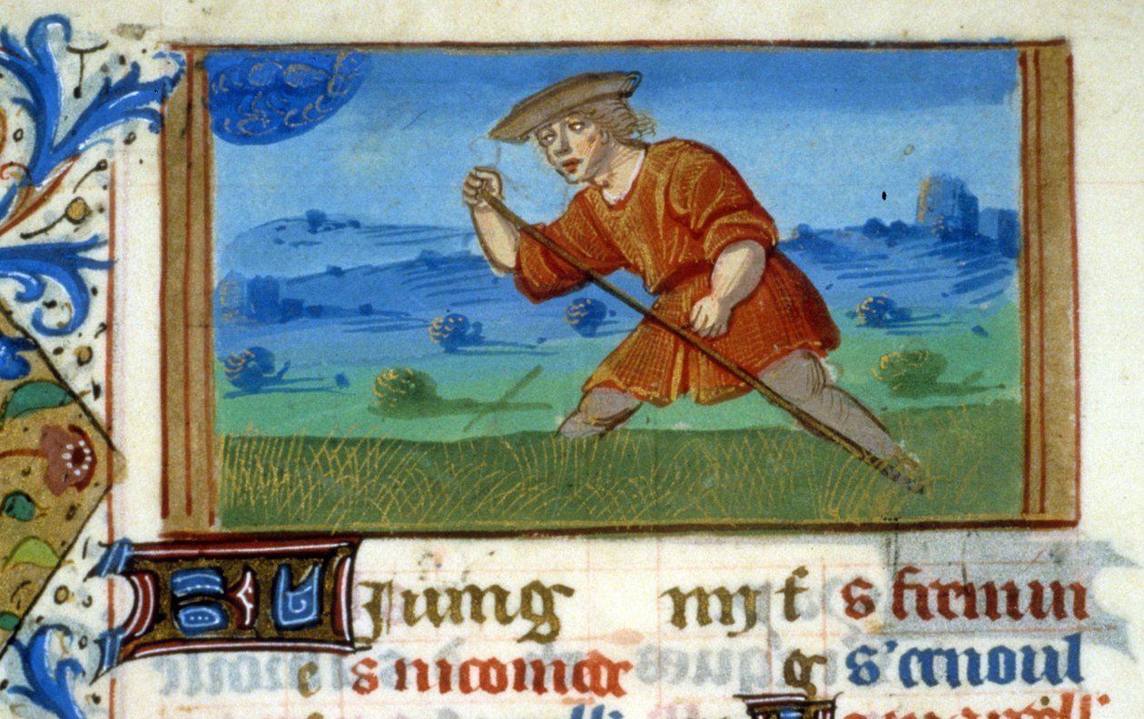 Zodiac Kreft og gressklipping - Miniatyr av middelalderen (ref. 137, 048v): Forespørsel om tillatelse fra kommunalbiblioteket i Toulouse (tlf: 05 62 27 66 66) av Unknown artist