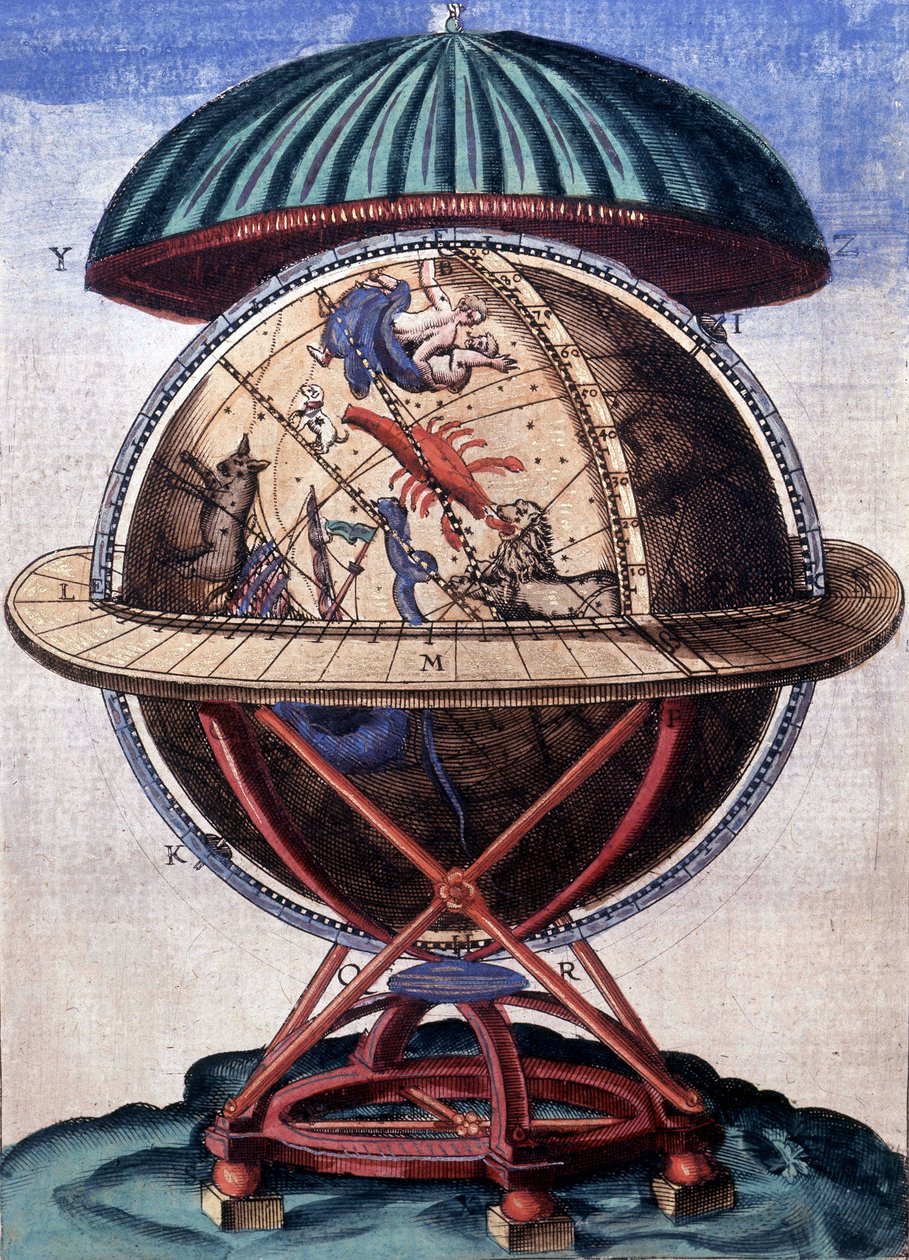 Zodiacal sfære. Gravering. 17. århundre. B.N., Paris. av Unknown artist