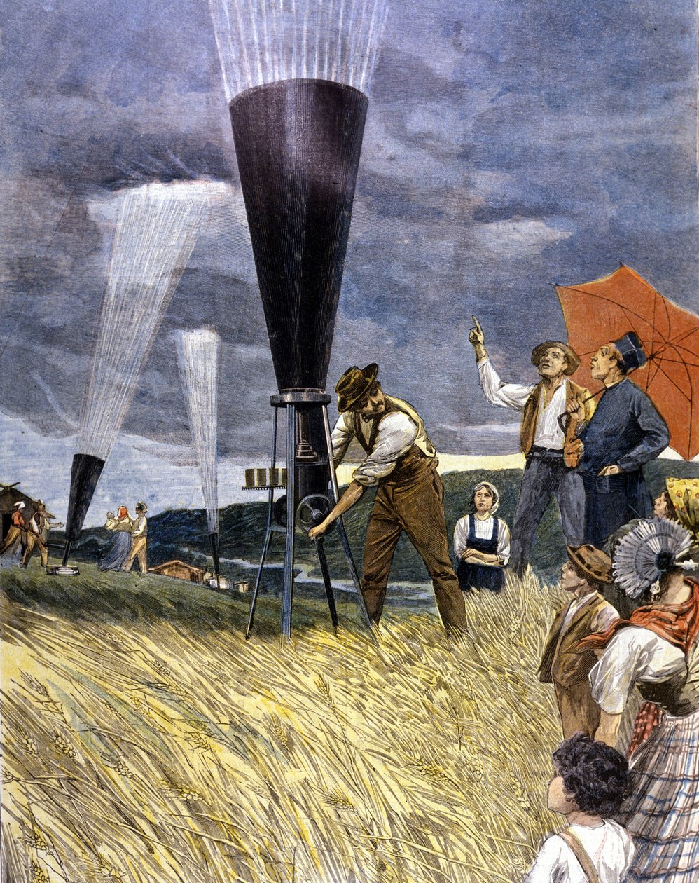 tønne mot haglet fra vinbøndene i Italia i 1899. av Unknown artist