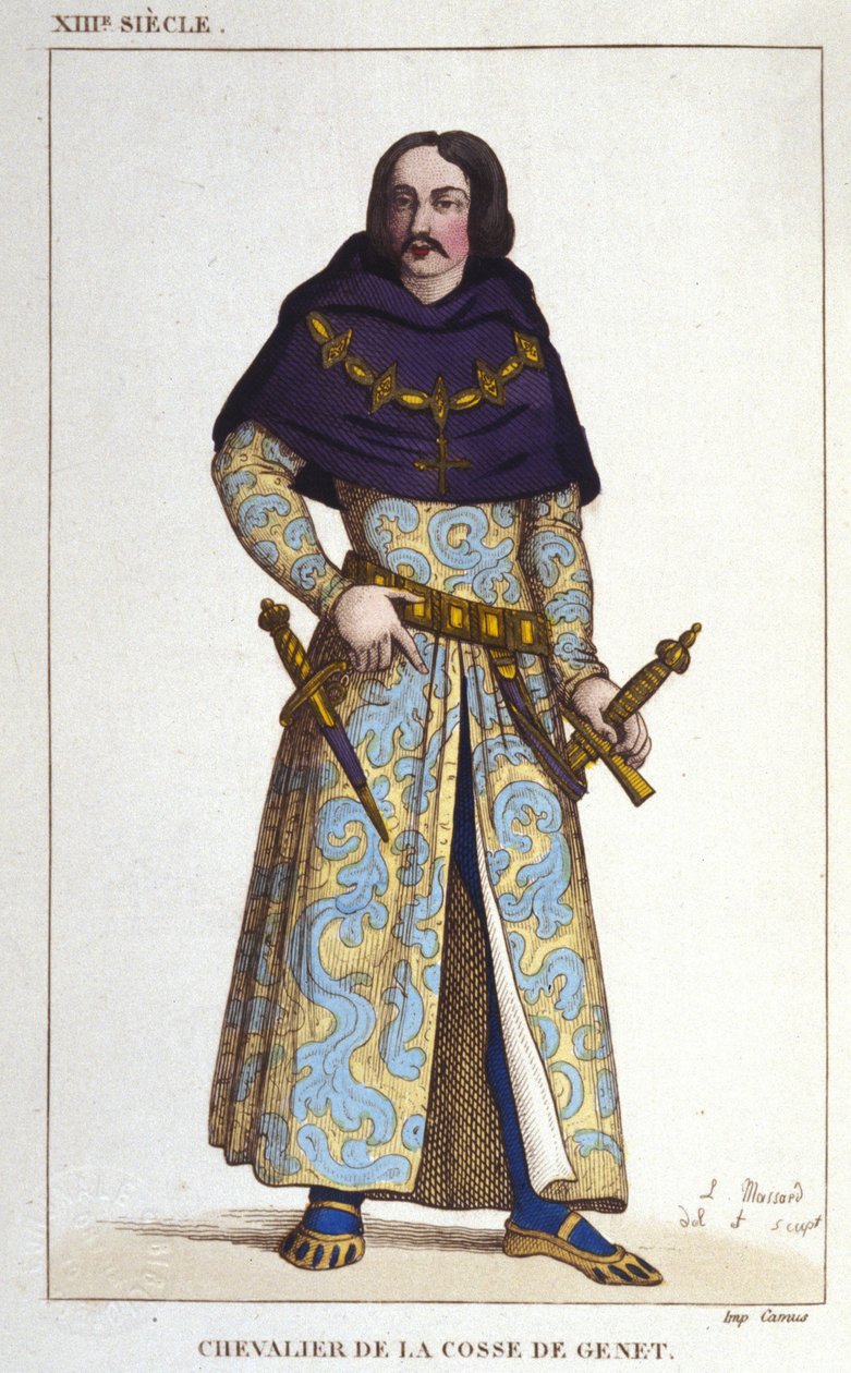 drakt av Chevalier de la Cosse de Genet posterieur til år 1365. gravering av 1830 av Unknown artist