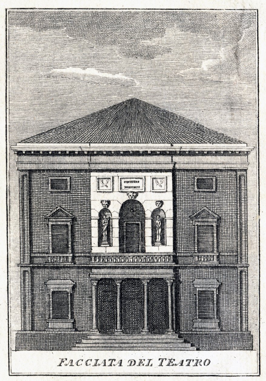 fasade til Fenice-teateret i Venezia på midten av 1800-tallet. av Unknown artist