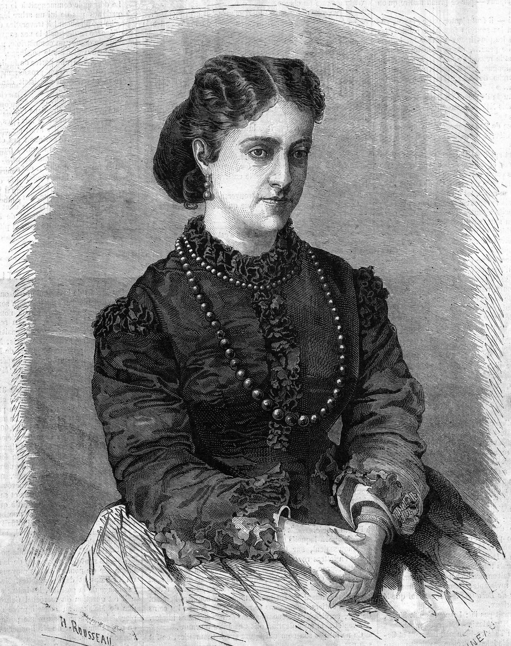 portrett av Adelina Patti. Italiensk sanger (1843 til 1919) Gravering av 1864. av Unknown artist