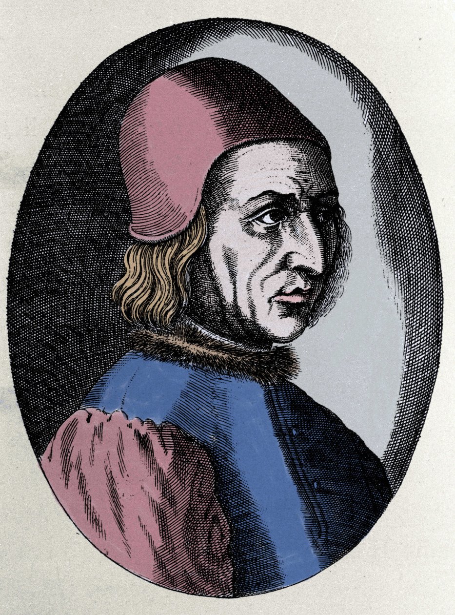 portrett av Angelo Poliziano ((Police Angel) italiensk humanist 1454-1494 av Unknown artist