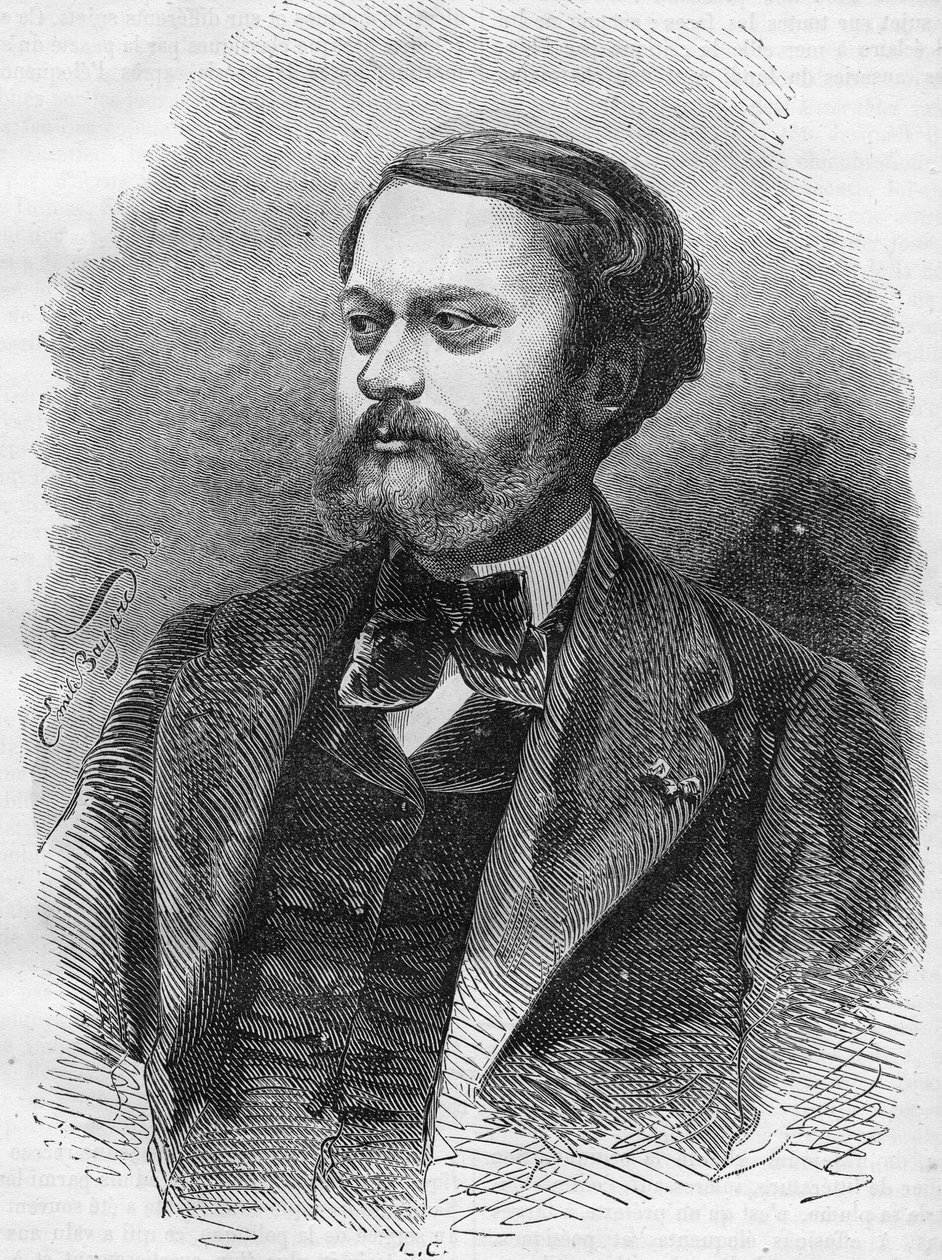 portrett av Edmond About (1828-1885), fransk forfatter Gravering fra 1866. av Unknown artist