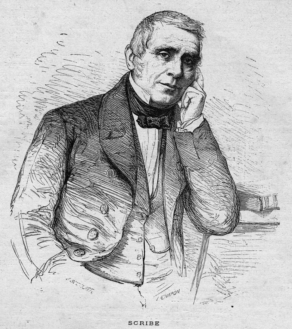 portrait of Eugène Scribe. French dramatic author (1791 to 1861) engraving of 1892 av Unknown artist