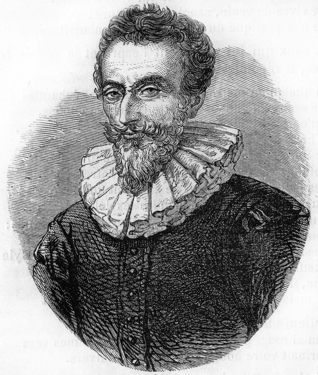 portrett av François de Malherbe.Fransk poet (1555 til 1628). gravering fra 1866. av Unknown artist