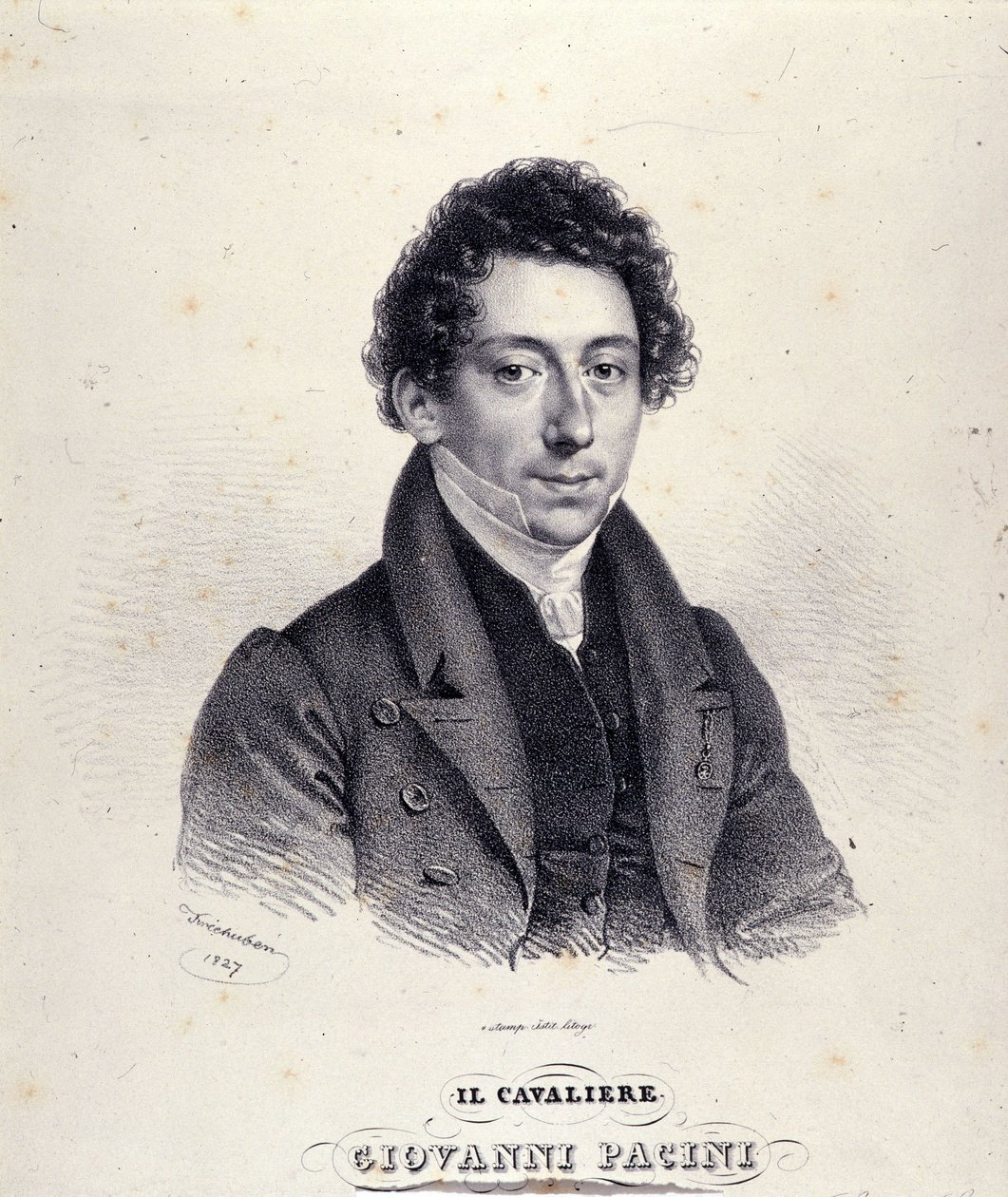 portrett av Giovanni Pacini, italiensk komponist (1796-1867). av Unknown artist