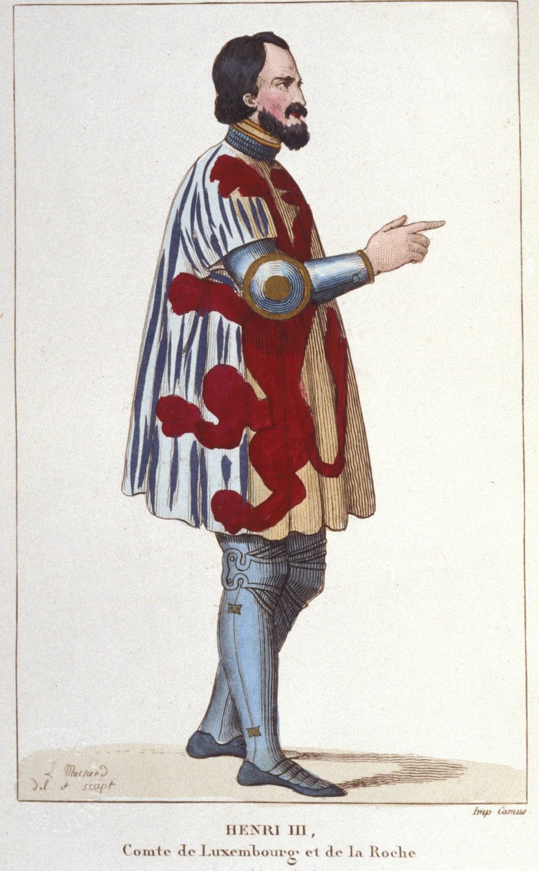 portrett av Henrik III, grev av Luxembourg (1247 - 1284). Gravering av 1830. av Unknown artist