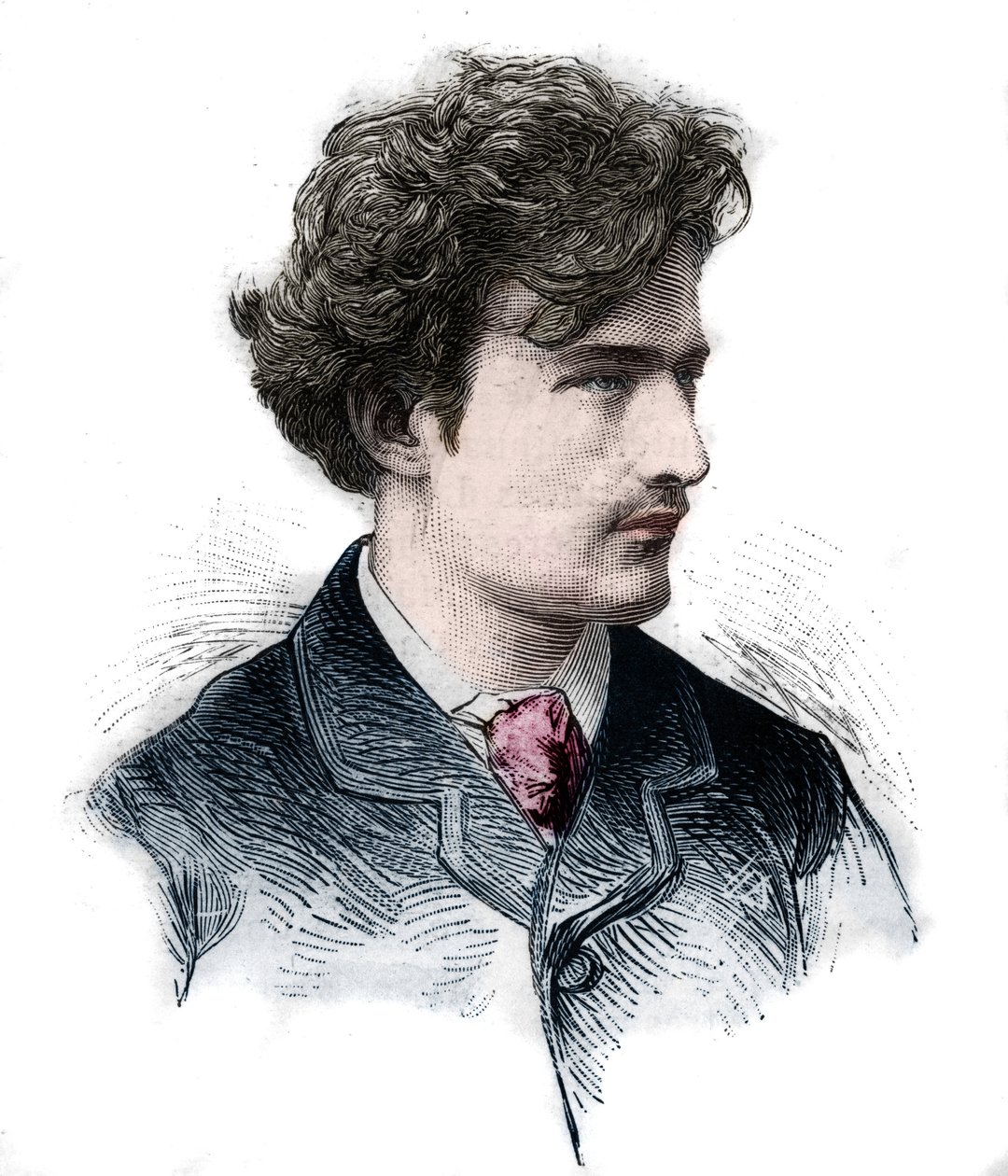portrett av Ignacy (Ignace) Paderewski (1860-1941), pianist, komponist, politiker og polsk diplomat. Gravering av 1889. av Unknown artist