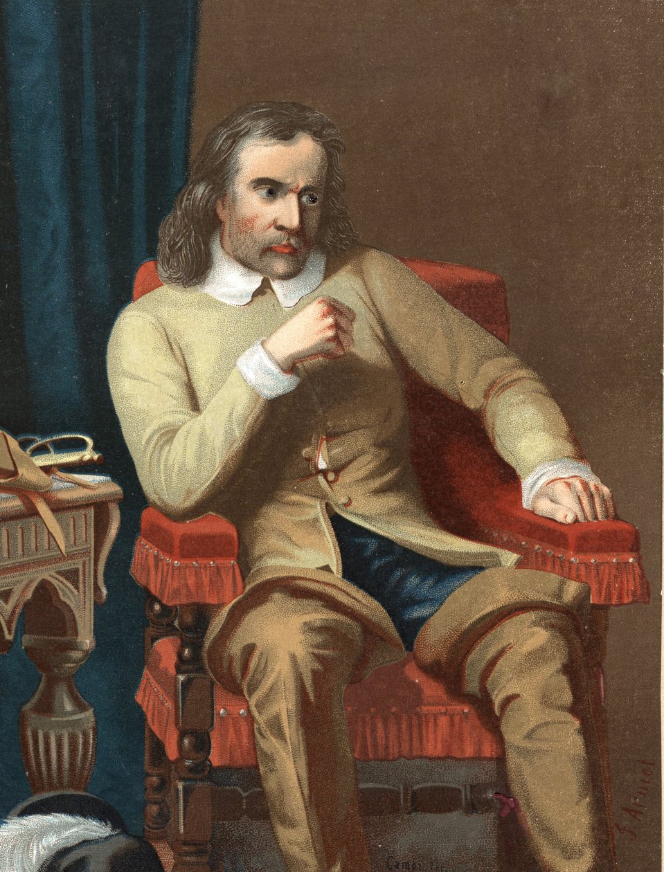 portrett av Olivier Cromwell. Engelsk statsmann (Huntingdon av Unknown artist