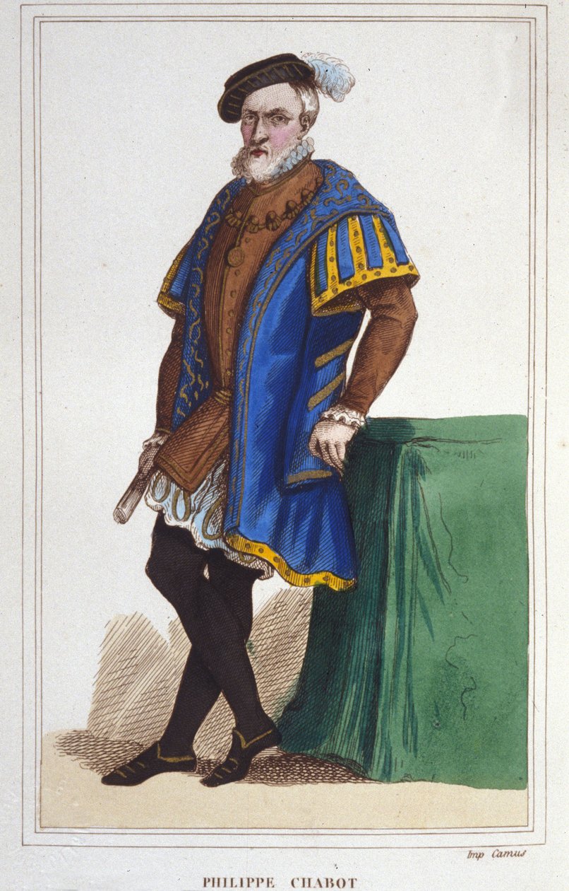 portrett av Philippe de Chabot, seigneur av Brion, admiral av Frankrike (1480 til 1543). gravering fra 1830 av Unknown artist