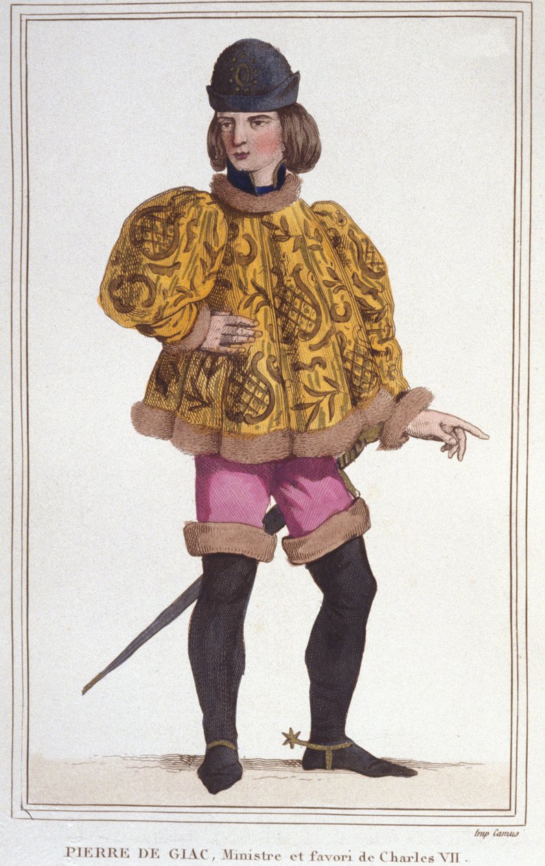 portrett av Pierre de Giac, favoritt til Charles VII, minister og finansinspektør. Gravering fra 1830 av Unknown artist