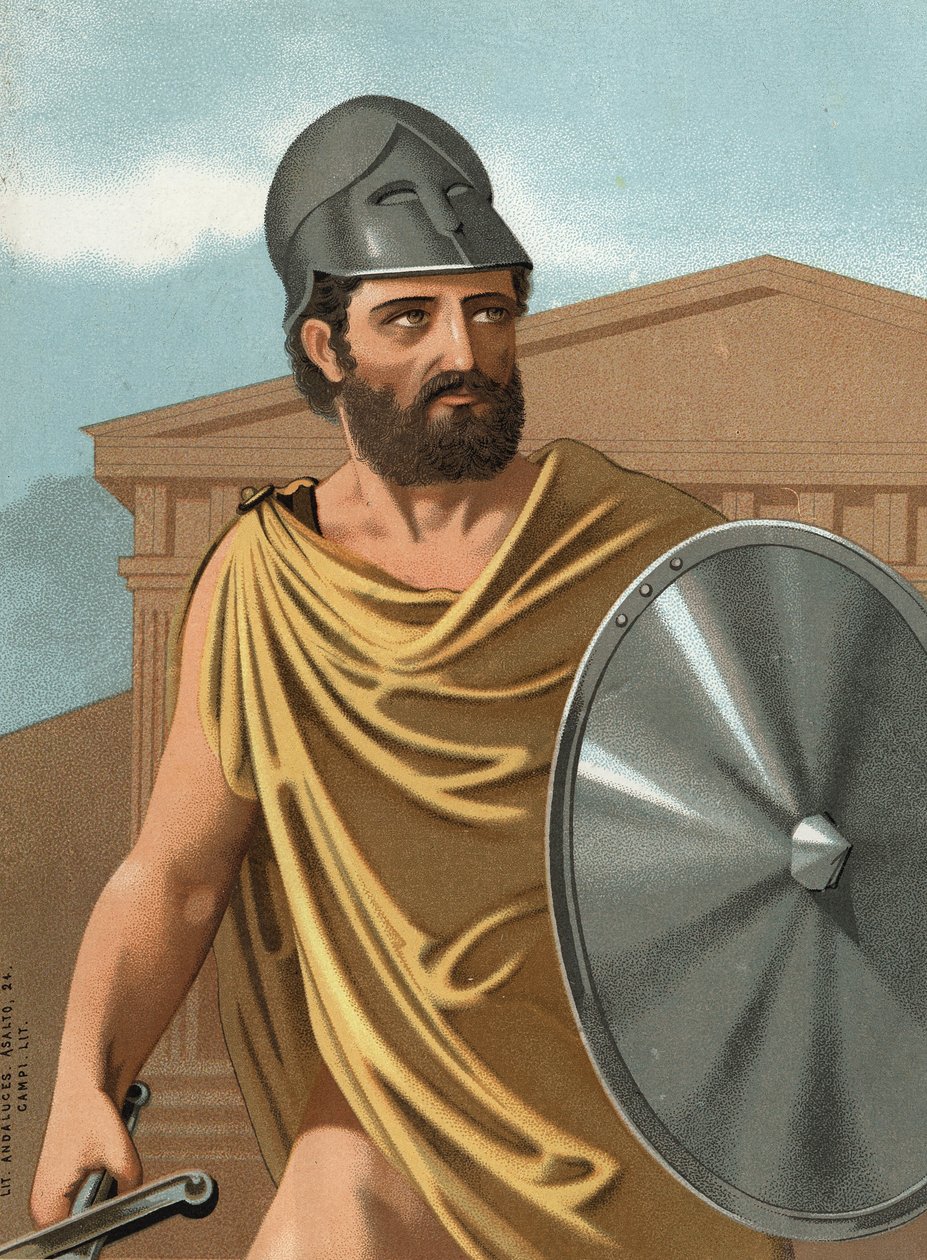 portrait of Themistoklês. in Greek Themistoklês statesman and Athenian general (v. 525 BC to v. 460 BC) after hombres y Mujeres celebres. Barcelona 1877. av Unknown artist
