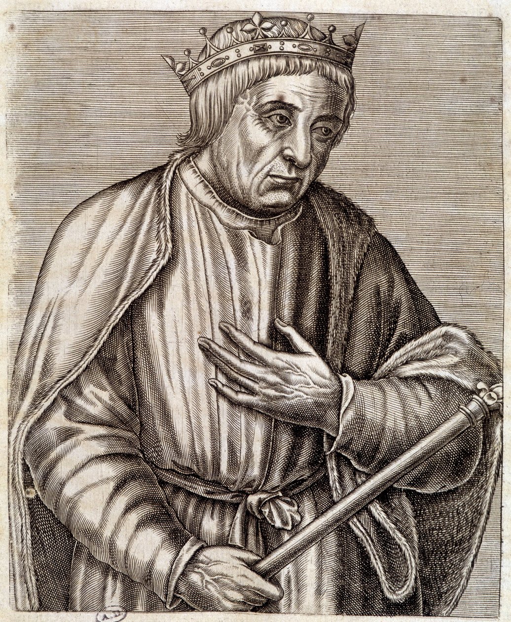 portrett av kongen av Polen Casimir III den store. 1310-1370. gravering fra 1600-tallet. av Unknown artist