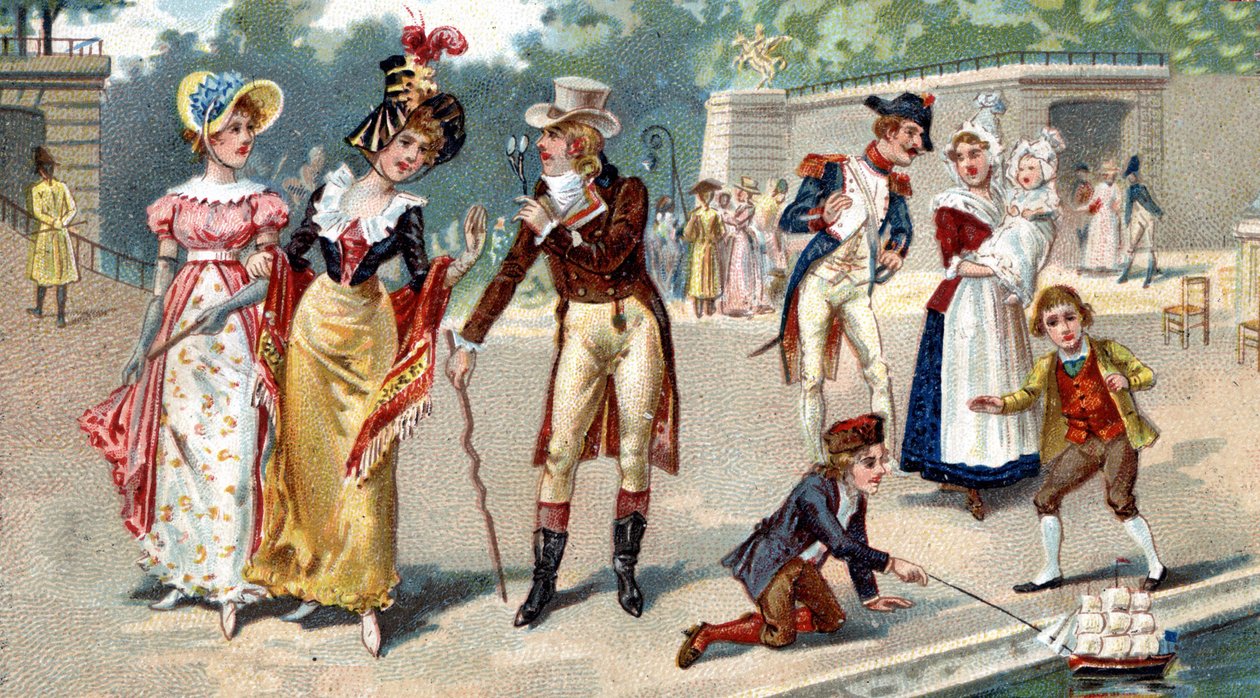 Tuileriehagen på slutten av 1700-tallet. Liebig-kromolitografi fra 1800-tallet av Unknown artist