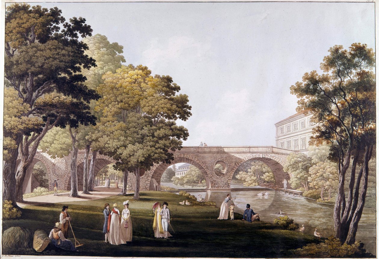 slottsparken i byen Weimar (Tyskland). av Unknown artist