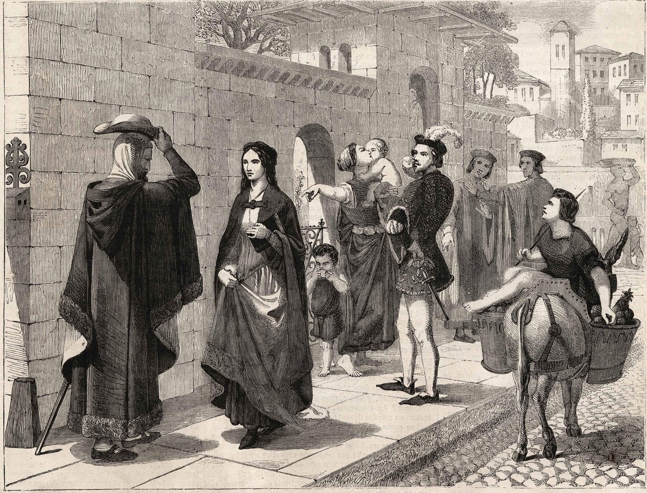the first meeting of Laure (Laura de Noves av Unknown artist