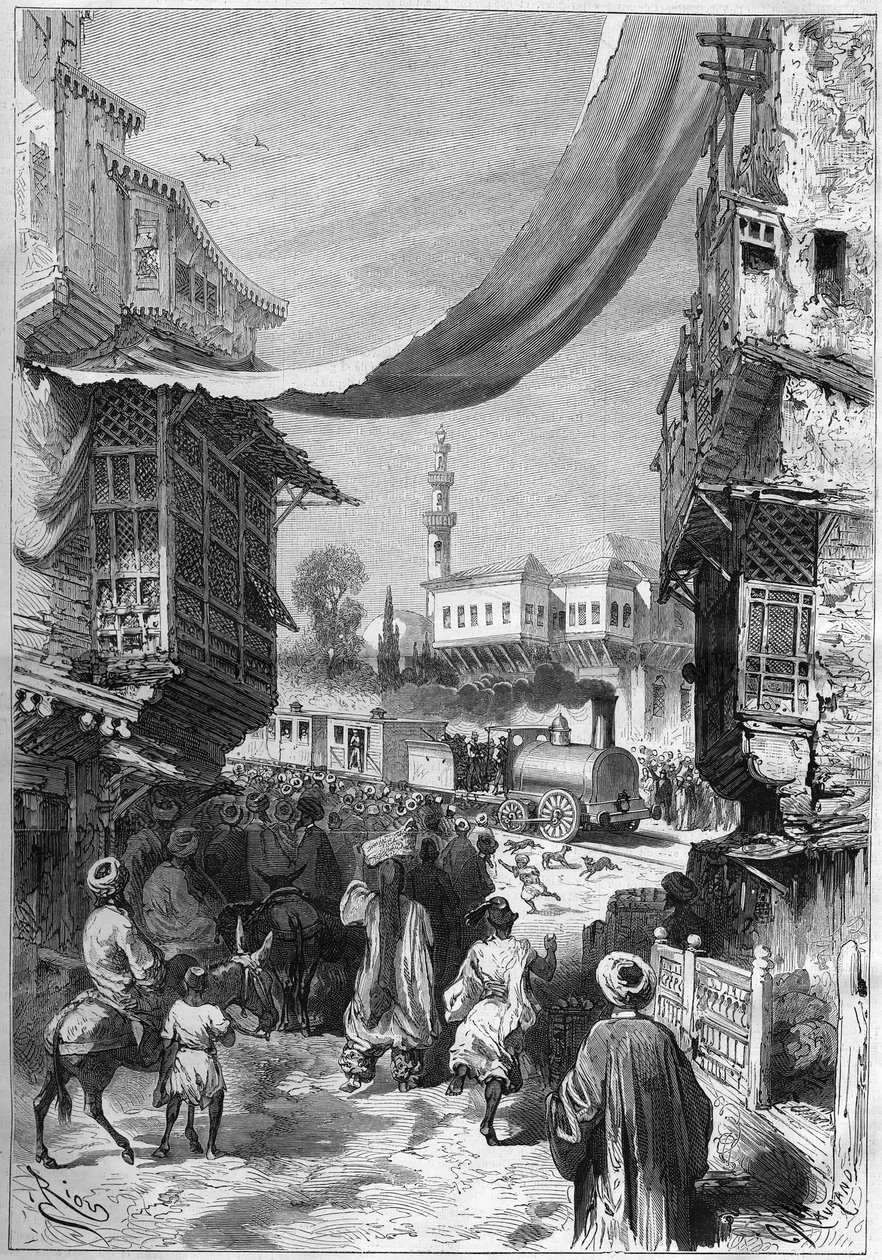 the first railway train arriving at Constantinople in 1872. av Unknown artist