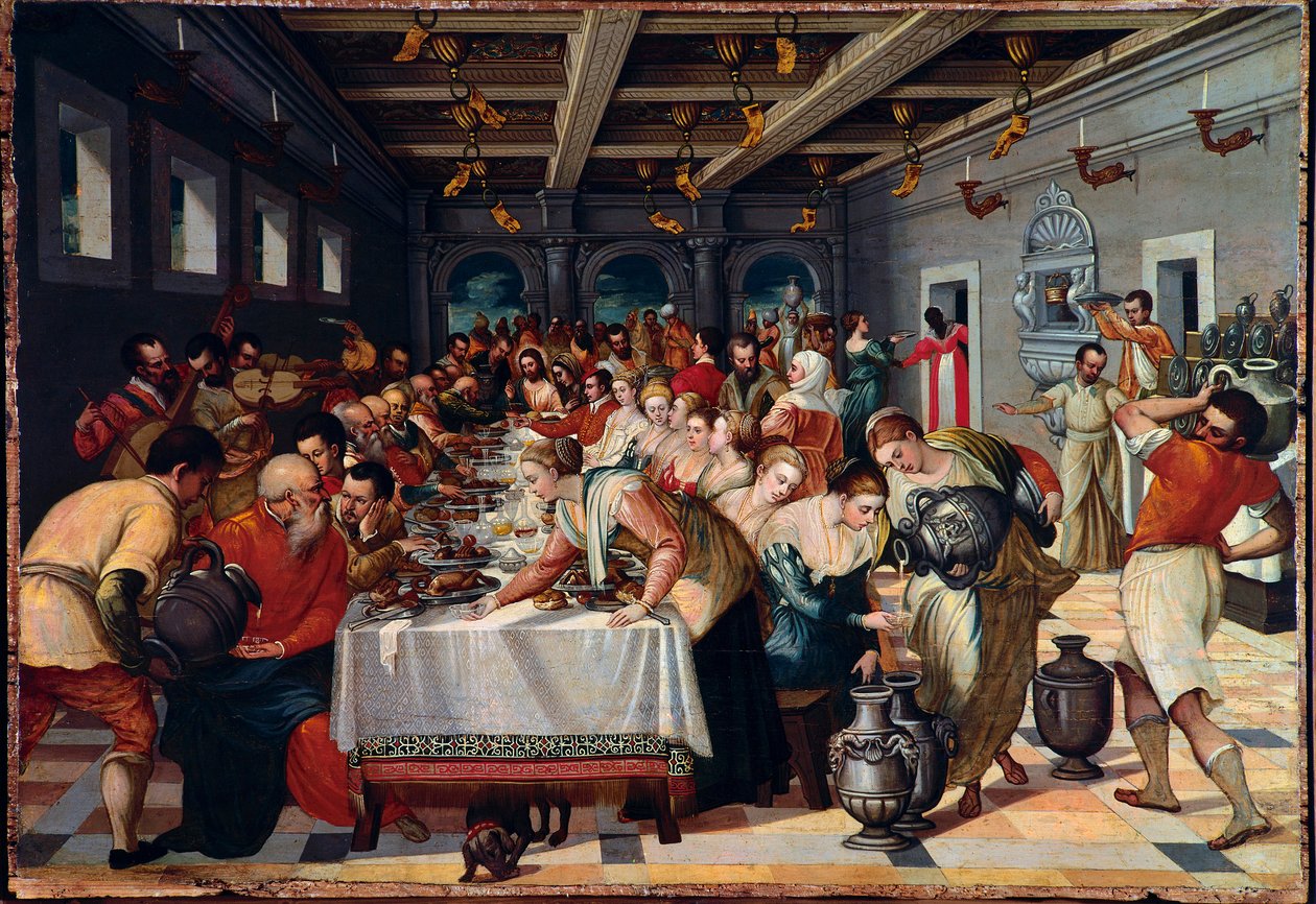 bryllupet til Cana Karakterene er vetus i det venetianske av Unknown artist