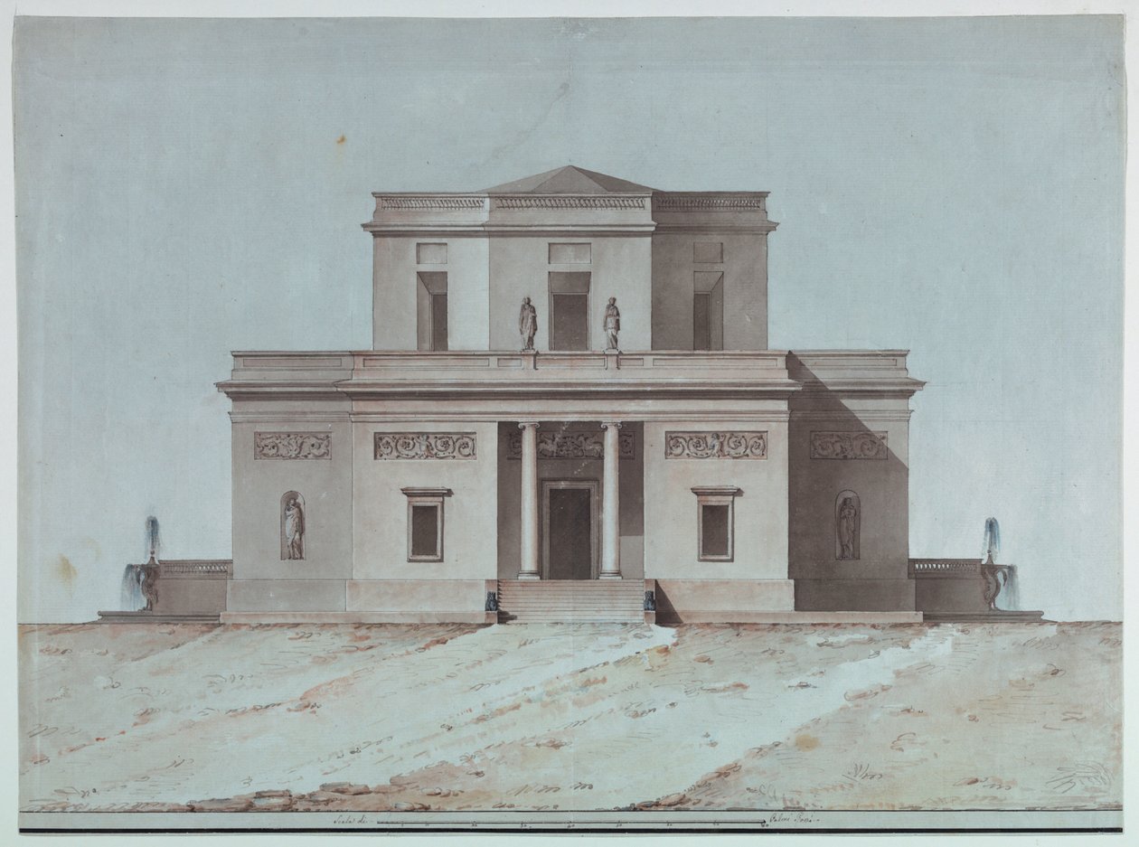 Forhøyning av en landlig villa av Unknown, Italian