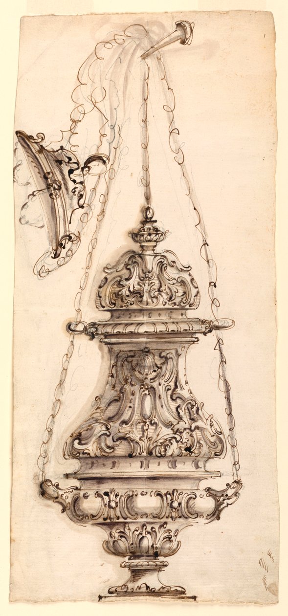 Tegning, Røkelseskar, 1730–60 av Unknown artistUnknown artist