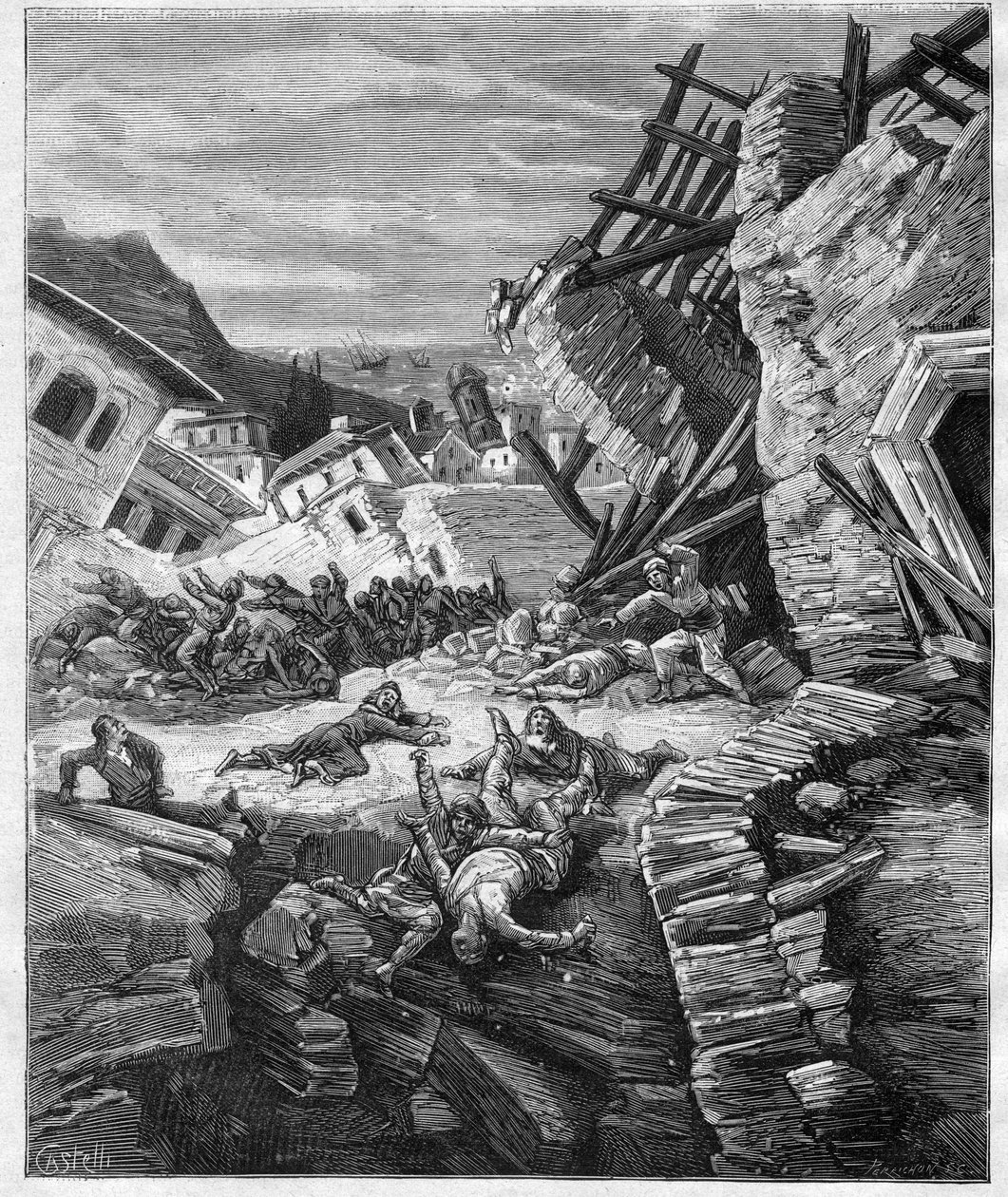 1881 Chios jordskjelv - Hellas - Jordskjelv i Chios av Unknown artist
