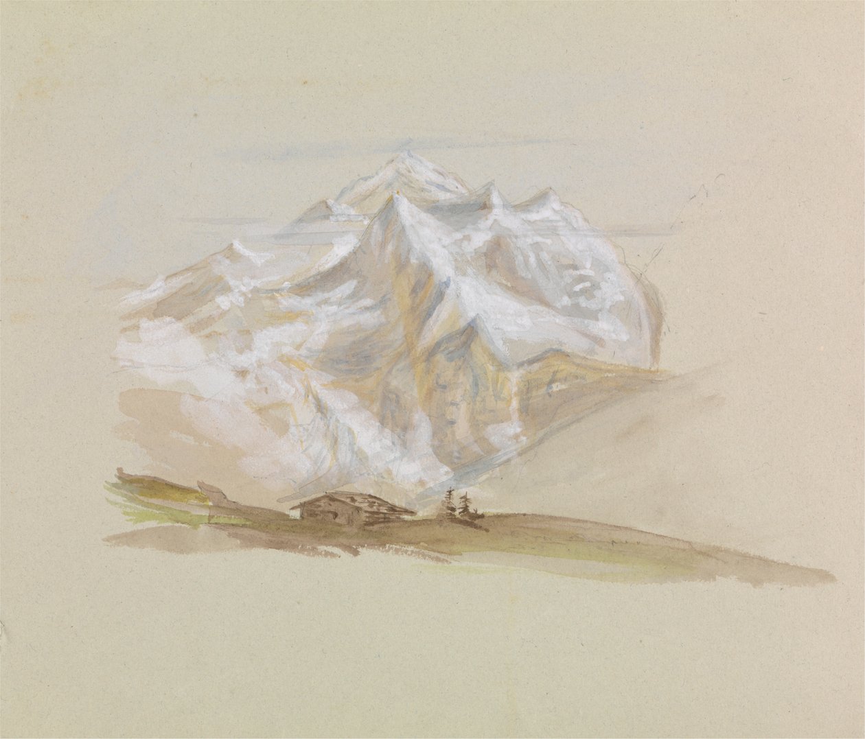 En hytte i fjellene av Unknown artist