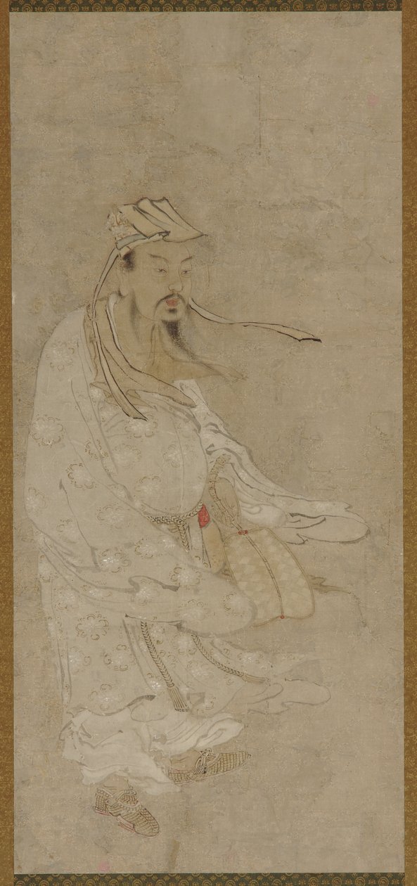 En kinesisk mann som står i sterk vind av Unknown artist