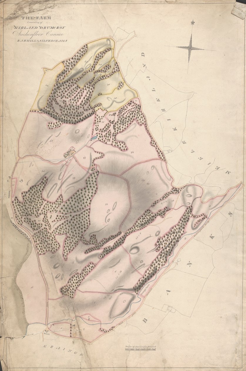 En samling undersøkelser av skotske eiendommer til jarlen av Selkirk: Farmen som består av Kirkland Drumcroy, Auchenfloor, Cannee, Barhill og Silvercraigs (tidligere Nuntons) av Unknown artist