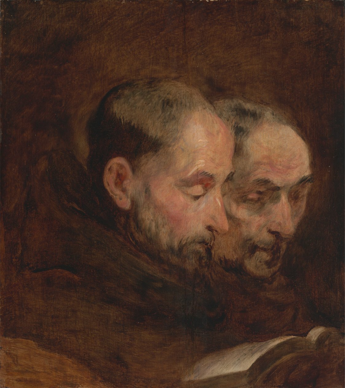 En kopi etter et maleri tradisjonelt tilskrevet Van Dyck fra Two Monks Reading av Unknown artist
