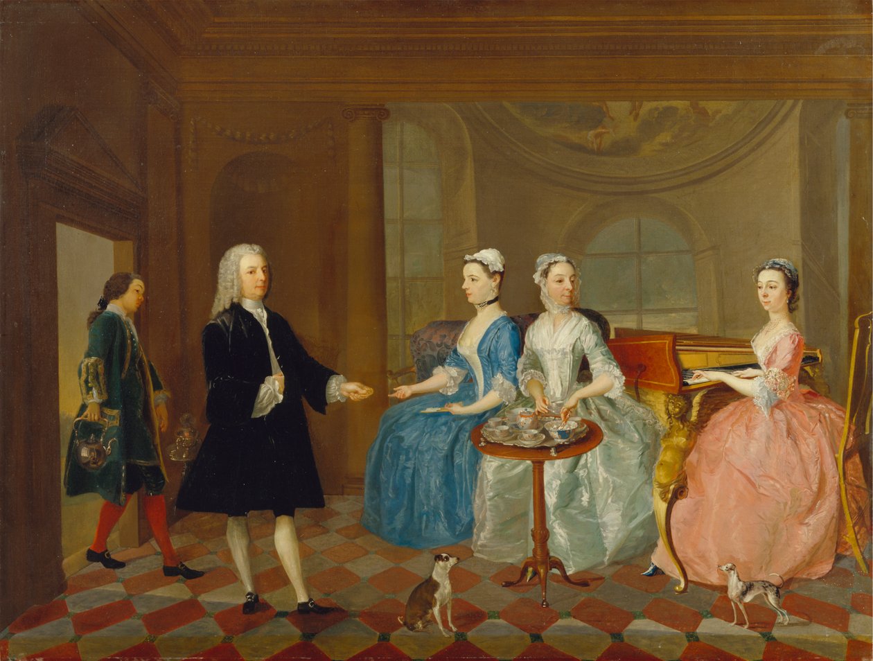 En familie som blir servert med te, muligens Carter-familien av Unknown artist