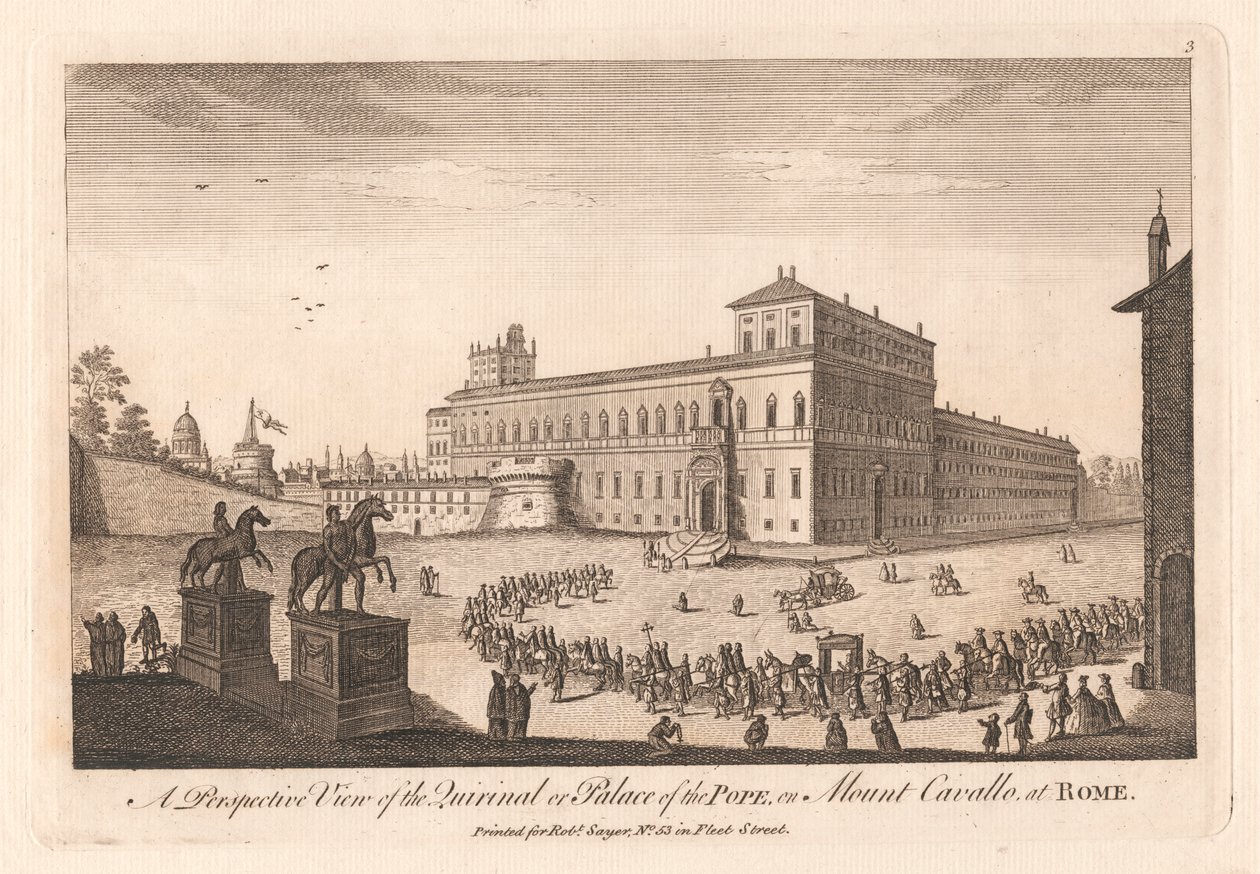 En perspektivvisning av Quirinal eller Pavepalasset, på Mount Cavalle i Roma av Unknown artist