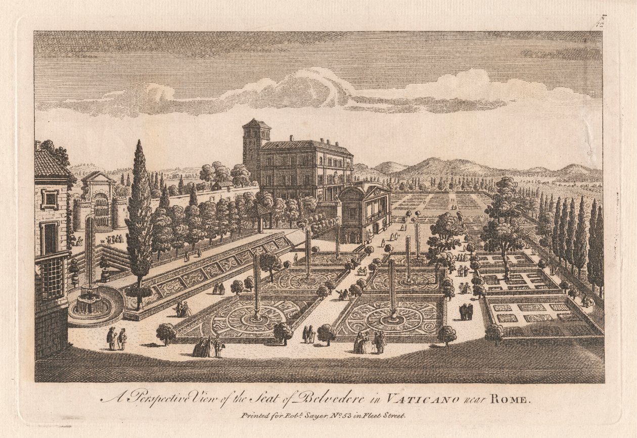 En perspektivvisning av setet til Belevedere i Vaticano nær Roma av Unknown artist