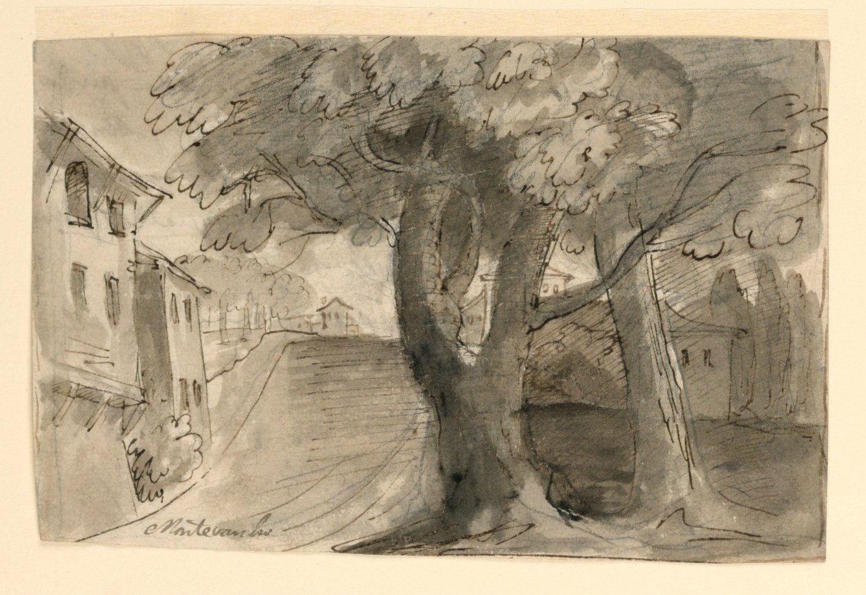 En gate i Montevarchi, nær Arezzo av Unknown artist