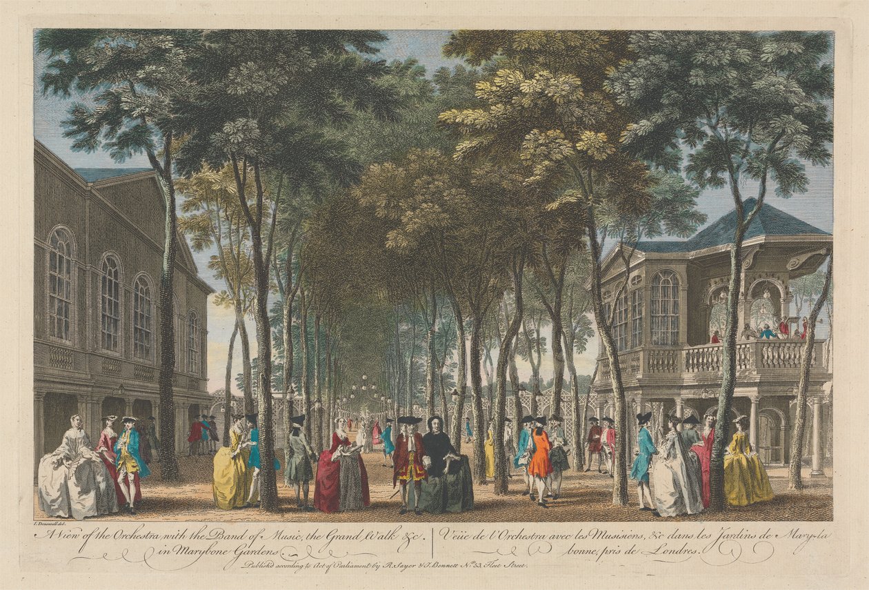 En utsikt over orkesteret med Band of Music, Grand Walk, etc. i Marybone Gardens av Unknown artist