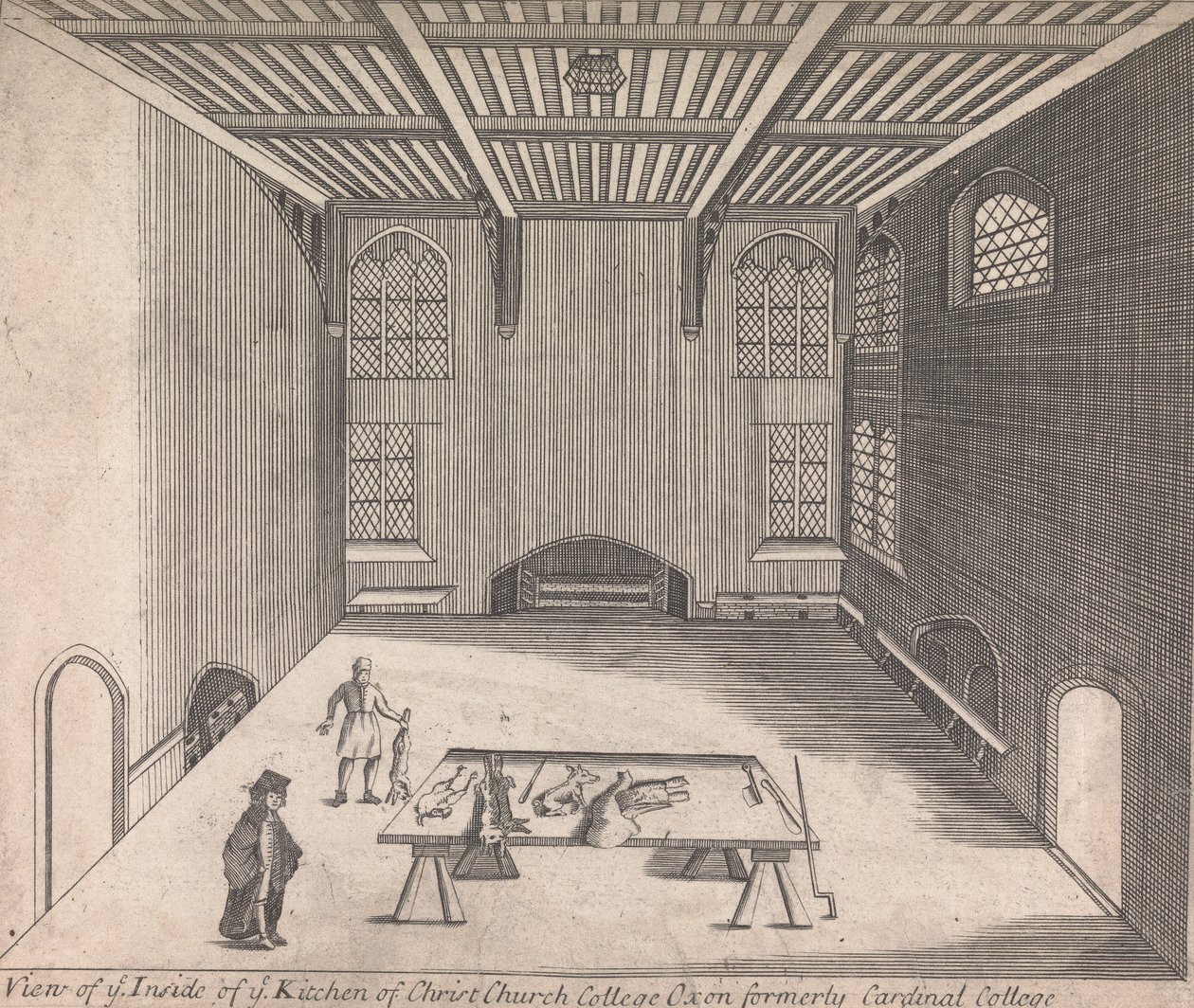 A View of ye Inside of ye Kitchen of Christ Church College, Oxon tidligere Cardinal College; [ikke nummerert] (bind én) av Unknown artist