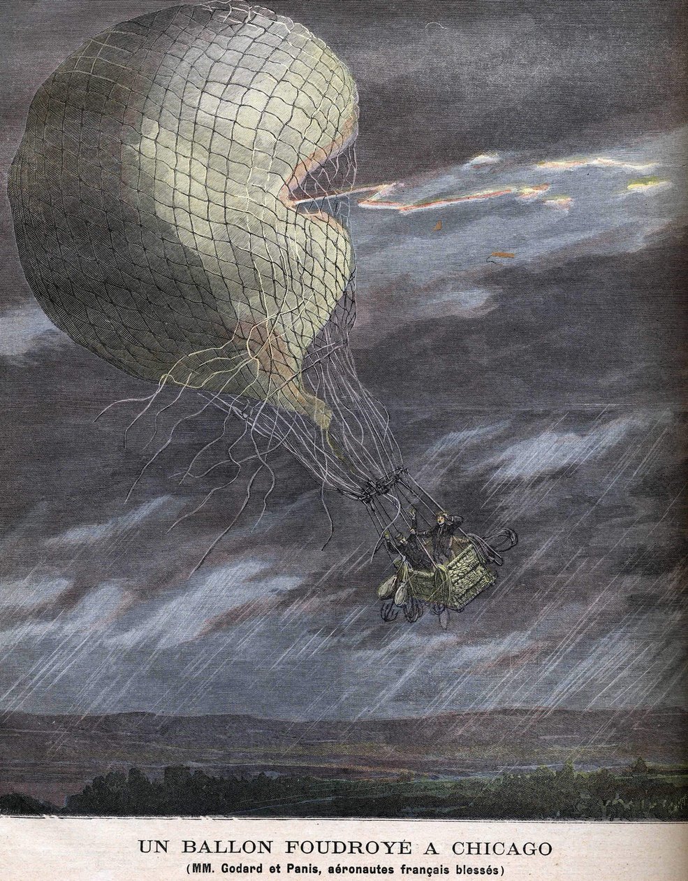 En ballong traff Chicago Louis Godard Jr. (1858-1933) og Panis ble såret LØRDAG 25. juli av Unknown artist