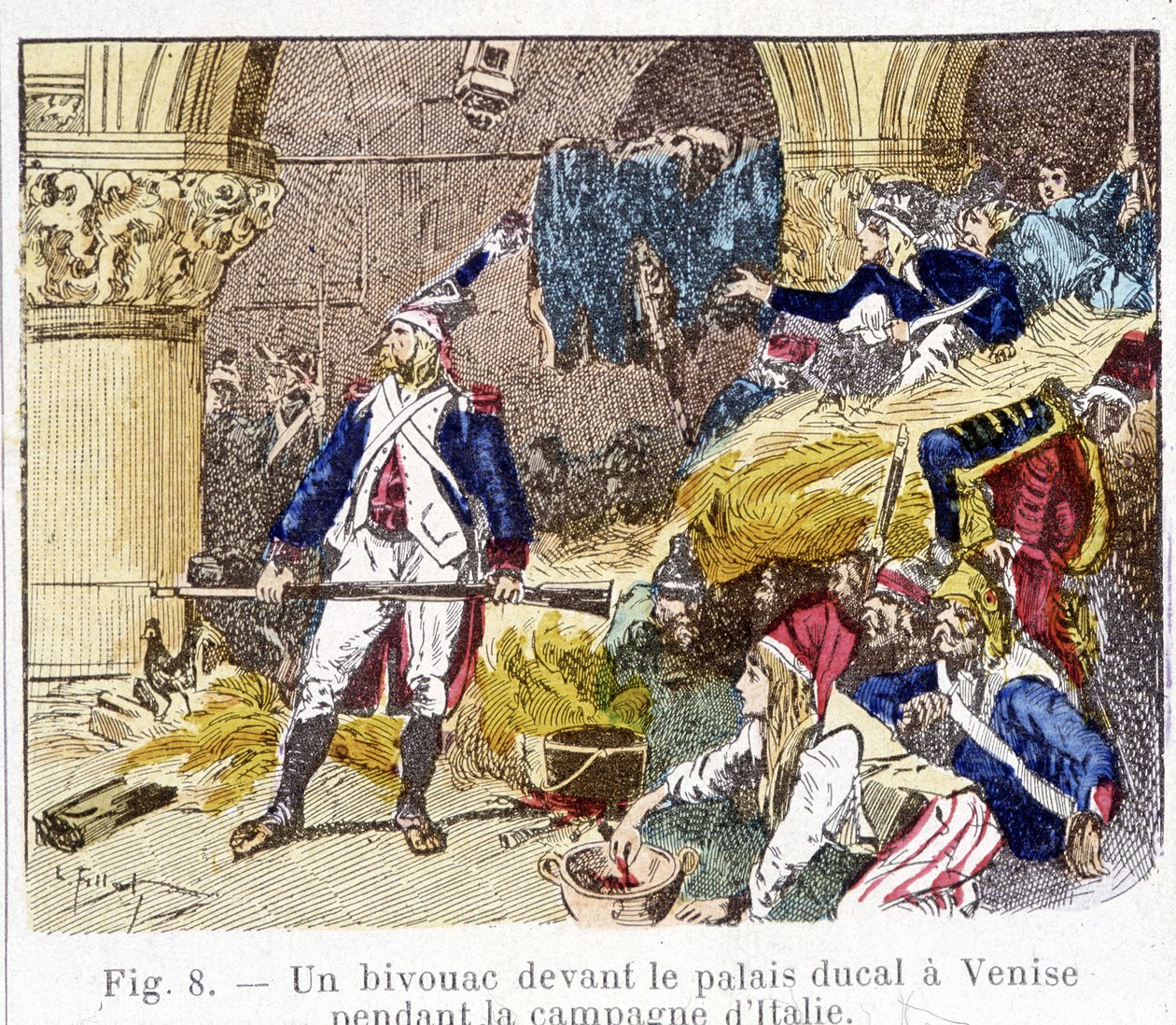 En bivuakk foran hertugpalasset i Venezia under den italienske kampanjen av Unknown artist