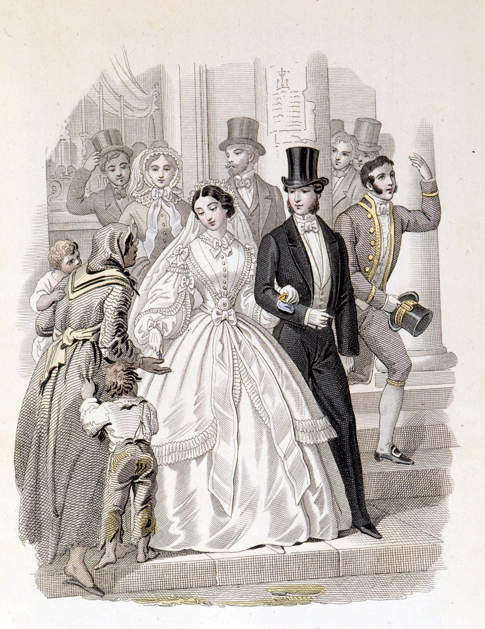 Et borgerlig bryllup, gravering fra 1860. av Unknown artist