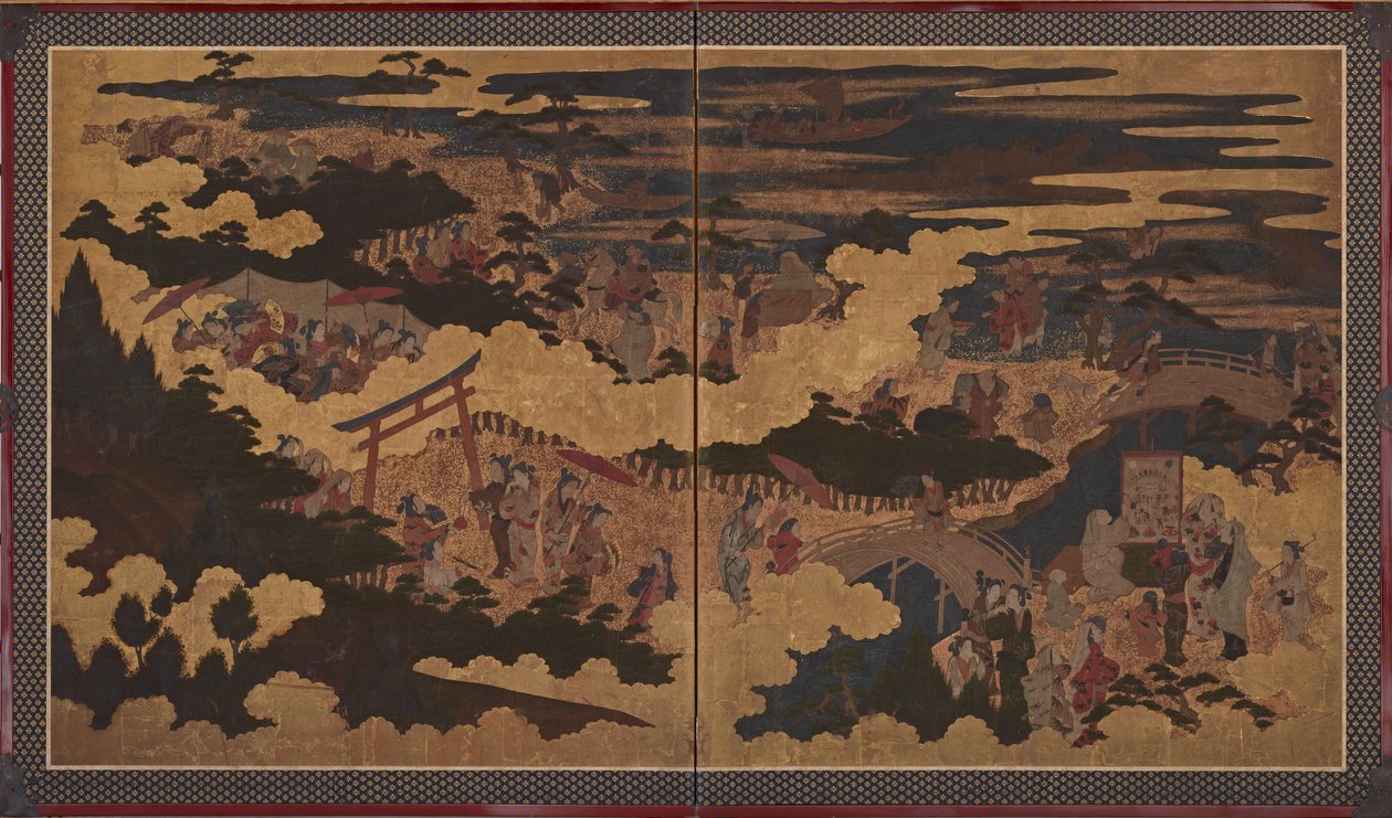 En festival ved Sumiyoshi-helligdommen av Unknown artist