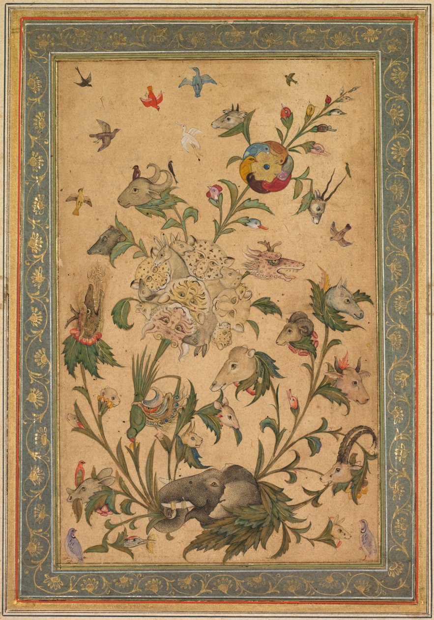 En blomsterfantasi om dyr og fugler (Waq-waq) av Unknown artist