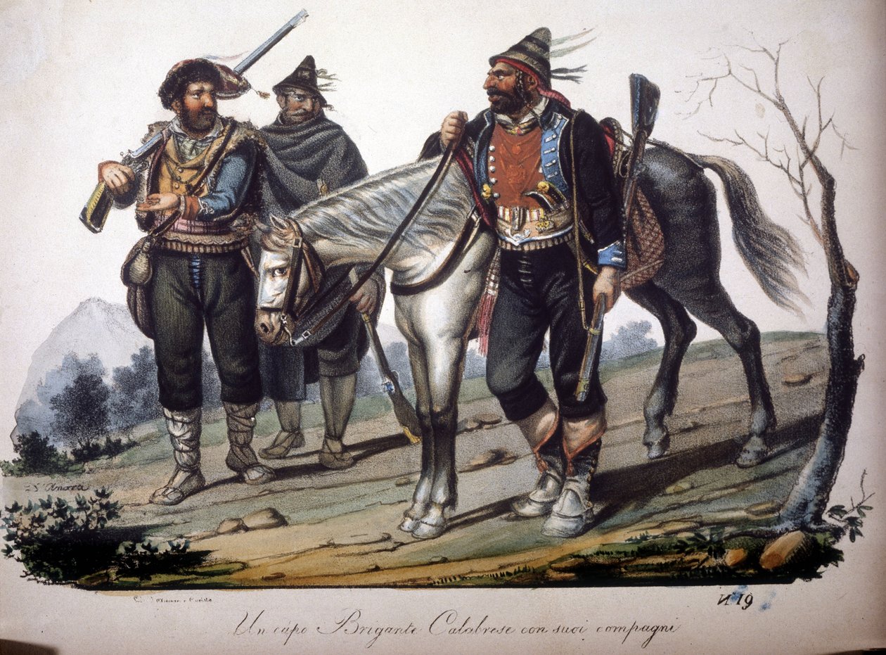 En gjeng med røvere fra Calabria (Italia). av Unknown artist