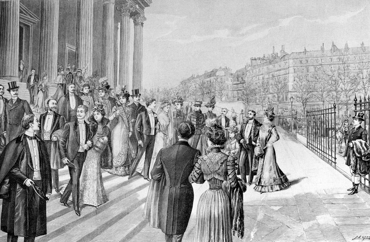 Et flott bryllup på Madeleine i Paris. av Unknown artist