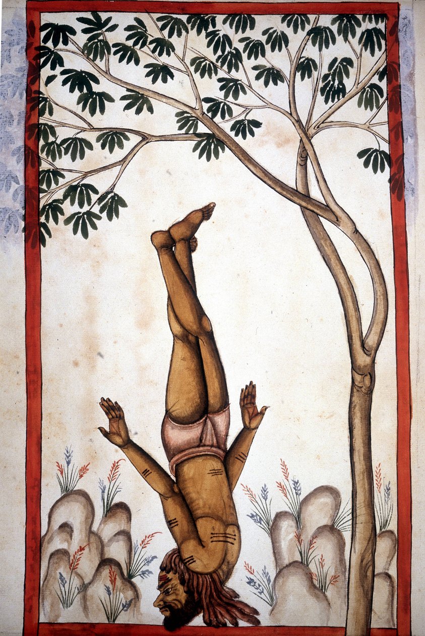 En side fakir fra manuskriptet (ms.8300) "History of Mogol"" (Moghul eller Moghol) av Stefano Nivibus Cardeira. 18. århundre. Bibloteca marciana, Venezia av Unknown artist