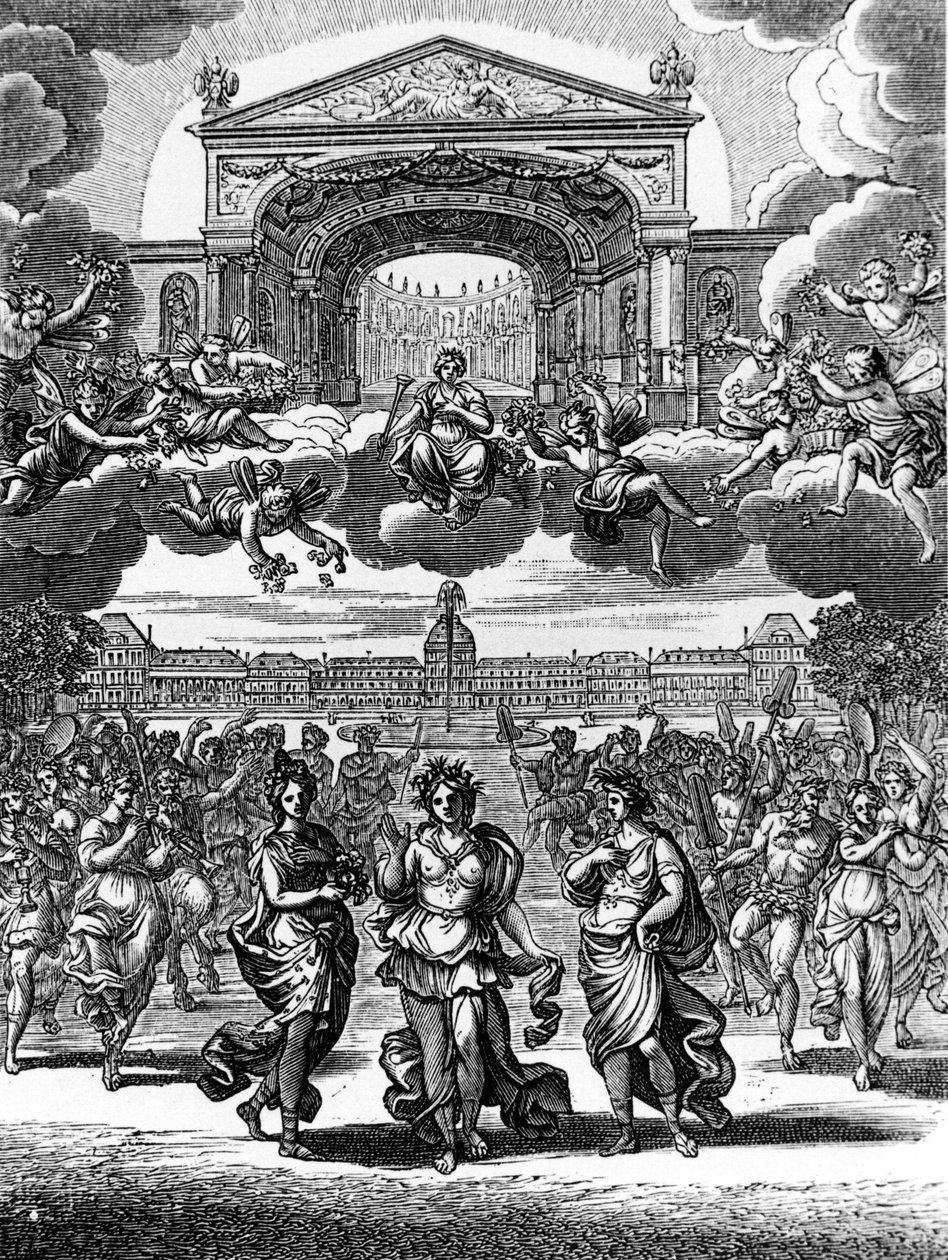 En scene av Alceste av Jean Baptiste Lully (Giovanni Battista Lulli) (1632-1687). av Unknown artist
