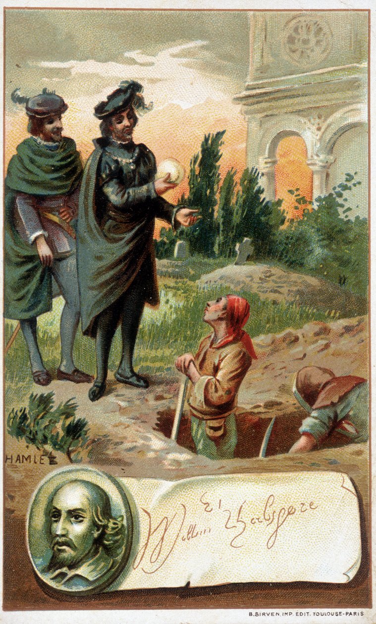 En scene av "Hamlet" av William Shakespeare - chromo. slutten av 1800-tallet av Unknown artist