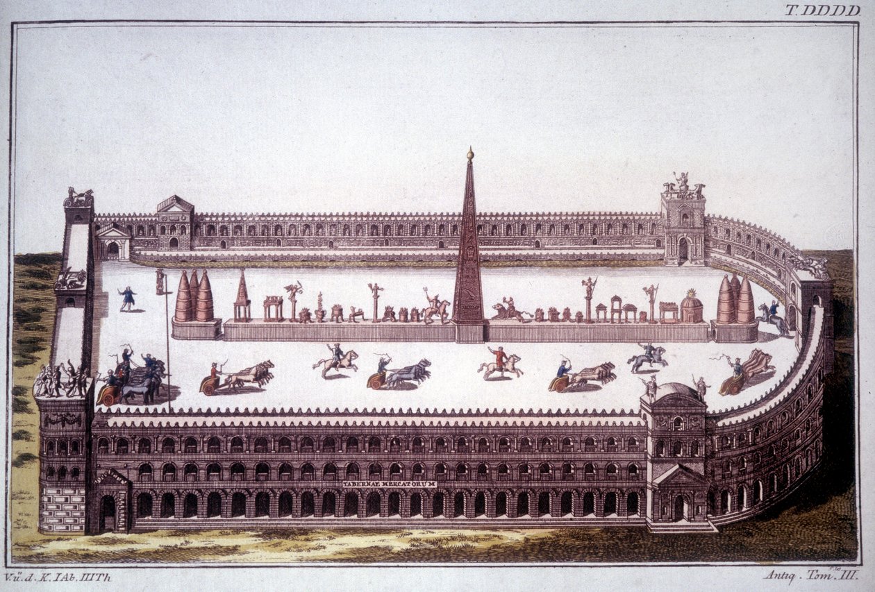 Et tankløp på Cirque Maxime (Circo Massimo). av Unknown artist