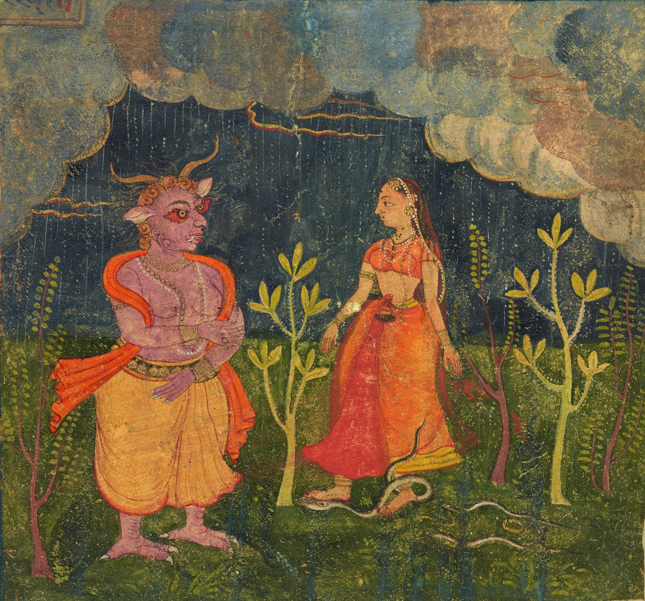 Abhisarika Nayika, folio fra en <em>Rasikpriya</em> av Unknown artist