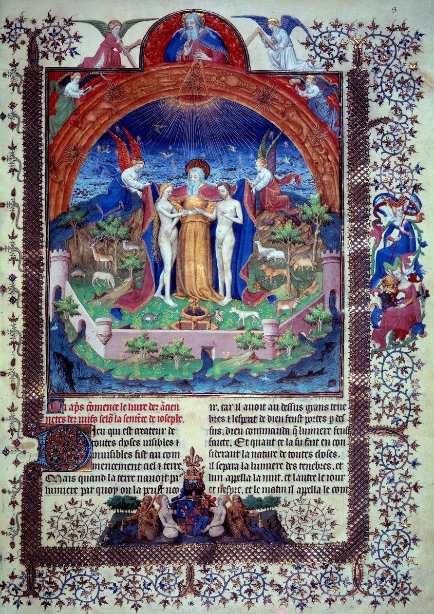 Adam og Eva in the Earth Paradise Miniature fra "" Jewish Antiquities or Jewish Antiquities"" av Flavius Josephe av Unknown artist